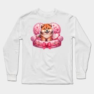 Valentine Chow Chow Dog in Bed Long Sleeve T-Shirt